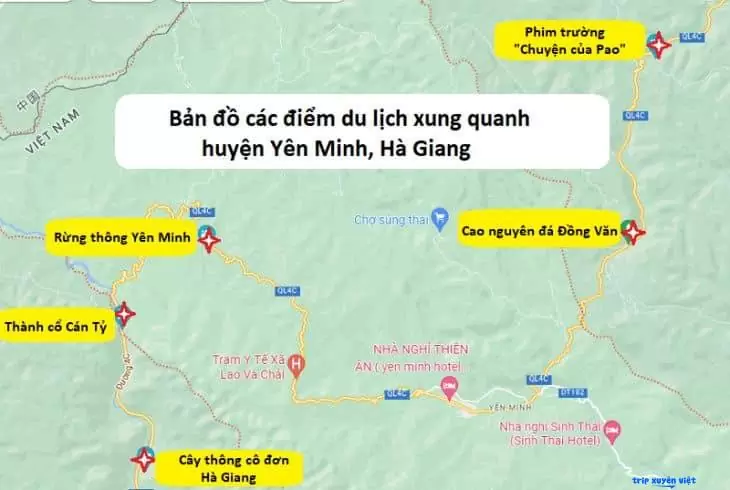 Bản đồ du lịch huyện Yên Minh Hà Giang